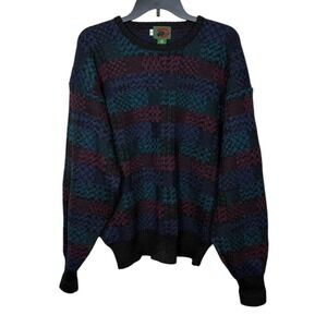 Vintage Boston Traders 100% Wool‎ Plaid Men's Crewneck Sweater Size L